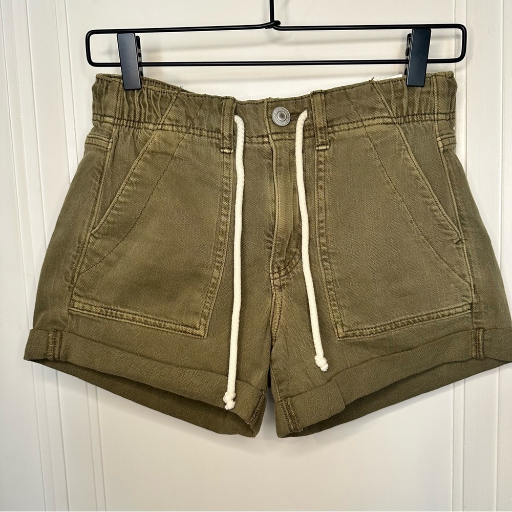 American Eagle Tomgirl High-Waist Olive Utility Drawstring Women's Shorts NWT